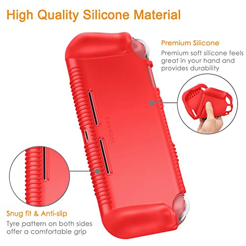 FINTIE Soft Silicone Protective Case for Nintendo Switch Lite 2019 | Ergonomic Grip, Anti-Slip, Shock-Absorption & Anti-Scratch, Lightweight Grip Case Cover, Red - color: Red