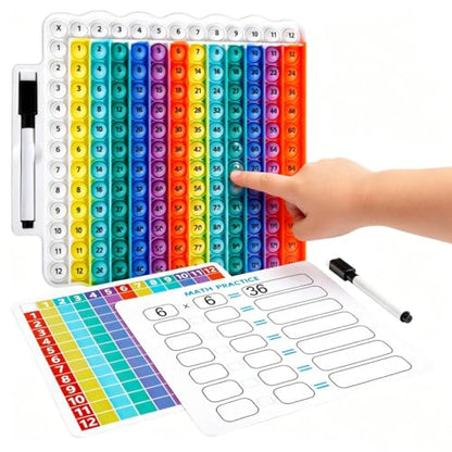 Multiplication Table Game Learning Toy Pop Multiplication Flash Cards 3rd Grade Fidget Math Game Toy 12x12 Educational Desktop Flash Card with Marker