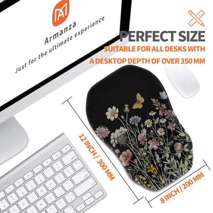 Ergonomic Slope Mouse Pad Wrist Support, Wrist Rest Mousepad for Carpal Tunnel Pain Relief with Massage Bulge and Slow Rebound Memory Foam (12x8 inch, Butterfly and Flower) - color: AM041-Butterfly and Flower