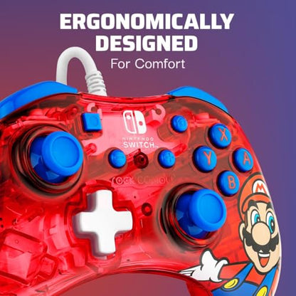 PDP Gaming Rock Candy Wired Power Nintendo Switch Pro Controller, Officially Licensed Lite/OLED Compatible Gamepad, Super Mario (Red) - color: Mario Punch