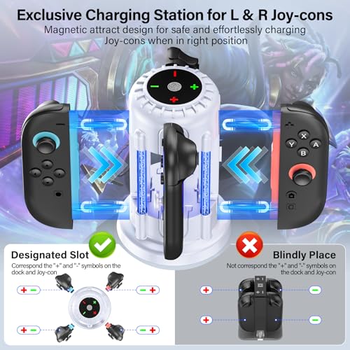 Switch 2 Joycon Charger - Charging Dock for 2025 Nintendo Switch 2 JoyCon Controllers, Magnetic & Bubble LED Light, Fast Charging Station for Nintendo Switch2 Joy-con 2 Controllers Accessories, White - color: White