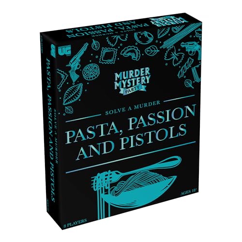 University Games Murder Mystery Party Games - Pasta, Passion & Pistols, Host Your Own Italian Restaurant Murder Mystery Dinner for 8 Players, Solve the Case with Crime Scene Clues, 18 Years and Up