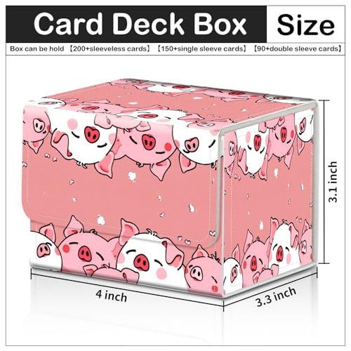 Card Deck Box for MTG Trading Cards with Magnetic Closure,Premium Card Storage Box Case Cover for TCG CCG Magic Cards,Cute Pink Pig - color: Cute Pink Pig