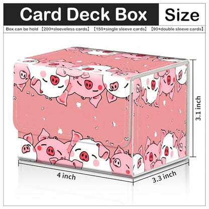 Card Deck Box for MTG Trading Cards with Magnetic Closure,Premium Card Storage Box Case Cover for TCG CCG Magic Cards,Cute Pink Pig - color: Cute Pink Pig
