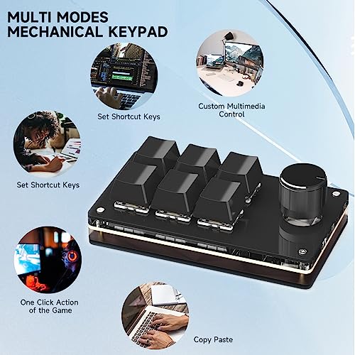 SIKAI CASE Programmable Macro Keyboard,6 Key Macro Mechanical Gaming Macro Keypad,Custom Knob KeyPad, Hot swappable Switch Gaming Keyboard,Wired programmable keypad with Drawing Programming Video - color: Balck