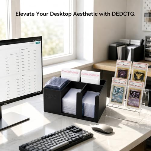 DEDC 5-Slot Card Caddy and Toploader Dispenser with Penny Sleeve Holder | 3D-printed PLA organizer for semi-rigid holders, grading prep, live breaks and order packing, with quick open-front access. - size: 5slot