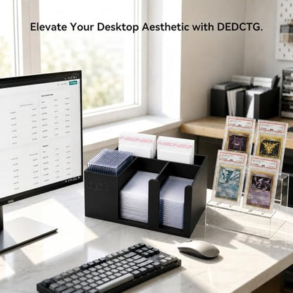 DEDC 5-Slot Card Caddy and Toploader Dispenser with Penny Sleeve Holder | 3D-printed PLA organizer for semi-rigid holders, grading prep, live breaks and order packing, with quick open-front access. - size: 5slot