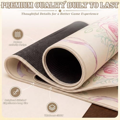 Thenshop Mahjong Mat Thickened Anti-Slip Game Mat with Drawstring Carrying Bag, 31.5" x 31.5" Waterproof Noise-reducing Table Cover for Mahjong, Poker, Card Games, Dominoes(European Style) - style: European Style
