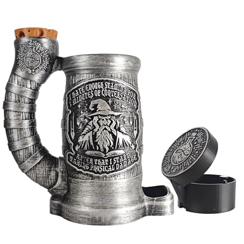 DND Mug Dice Tower Set, DnD Dice Cup with Storage, 12/16 Oz Beverage Holder, DND Accessories for Players, Best Gift for RPG Game lover (Introverted Wizard) - color: Introverted Wizard