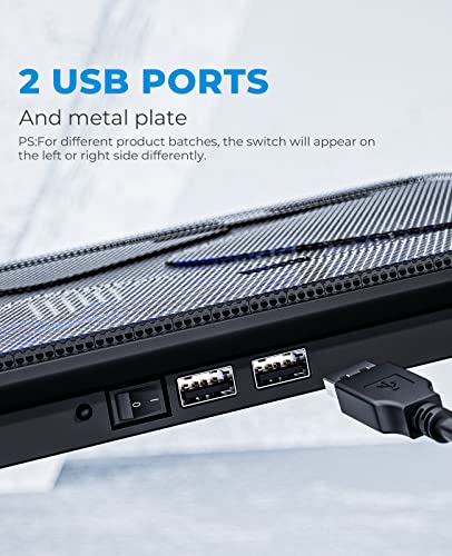 havit HV-F2056 15.6"-17" Laptop Cooler Cooling Pad - Slim Portable USB Powered (3 Fans), Black/Blue - color: Black+Blue