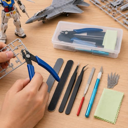 9Pcs Model Tools Kit Hobby Building Tools Craft Set, with Portable Case for Model Building, Assembly and Maintenance,Assembling Miniatures Mecha Car Model Building - color: 9pcs