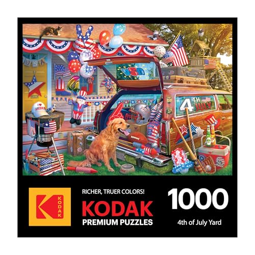 RoseArt Kodak Premium 4th of July Yard 1000 Piece Jigsaw Puzzle for Adults | 19.25" x 26.625" Finished Size, Fully Interlocking Pieces, Bonus Poster Included - style: Yard