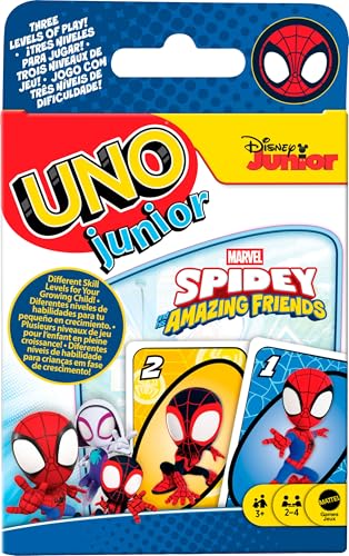 Mattel Games UNO Junior Marvel Spidey and His Amazing Friends Card Game for Kids, Family Nights, Parties for 2-4 Players Ages 3+ - style: Spider-Man
