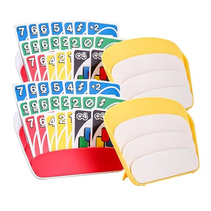 Card Holders for Playing Cards, Foldable 3-Layer Design for Seniors, Small Hands & Arthritis Relief, Portable Stand for Travel and Family Game Nights, Compatible with Poker, UNO, Set of 4