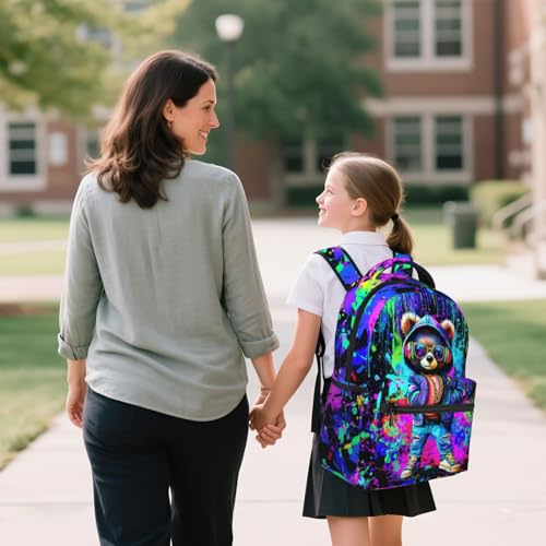 Graffiti Bear School Backpack for Kids Boys Cool Cartoon Bear Backpack for Boys Children Teens Elementary Middle School Students Bookbag Lightweight Back Pack - color: Graffiti Bear
