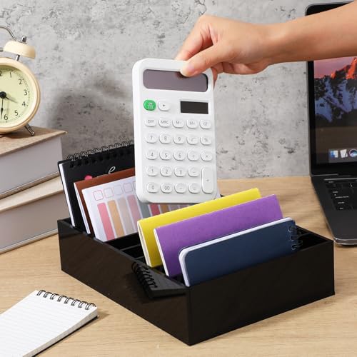 2 Pack Money Organizer for Cash Black Acrylic Money Holder with Removable Dividers, 8 Compartment Cash Drawer Tray for Bills, Mail, Cards and Office Supplies