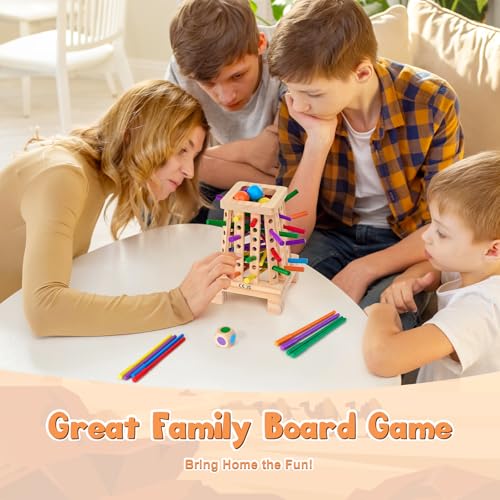 Montessori Board Game for Kids 4-6, Pyramid Wooden Sticks Dice Game | Math Educational, Fine Motor Skills Toy for 3+ Year Olds Girls Boys, Classic Table Game for Family Night