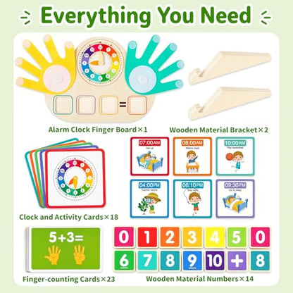 2-in-1 Math Manipulatives Number Counting Blocks Toys & Teaching Clock, Preschool Learning Activities for Toddlers 2-4, Educational Montessori Toys for 3 4 5 Year Old Boys Girls Birthday Gift