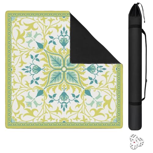 Elegant Mahjong Mat for Table, 31.5*31.5in Anti Slip Mahjong Table Cloth, Noise Reduction, Neoprene Mah jongg Mat with Carrying Bag & 3 Dices, Poker Board Tile Games Mats, William Morries's Vine - color: Green05