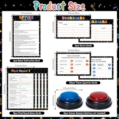 EYxsaxenk Office Friendly Feud Game with 2 Answer Buzzer - 40Pcs Workplace Trivia Quiz Feud Card Buzzer Board Game Night for Office Party Team Building Event Corporate Retreats Gathering Group Supply - style: Office
