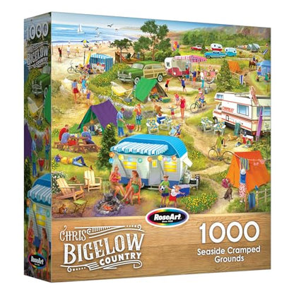 RoseArt Bigelow Country Seaside Cramped Grounds 1000 Piece Jigsaw Puzzle | 26.625" x 19.25" Finished Size, Fully Interlocking Pieces, Bonus Poster Included, Made in USA - style: Seaside Cramped Grounds