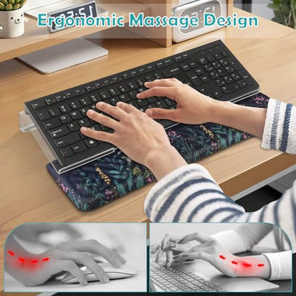 AIMSA Keyboard Stand and Wrist Rest, Easy Typing Comfortable Ergonomic Acrylic PC Keyboard Holder with Wrist Support for Working, Office & Home, Flowers Plants