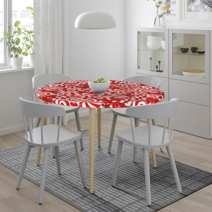 Swirl Candy Christmas Tablecloth Elastic Fitted Table Cloth Round Table Cover Washable Reusable for Kitchen Dining Picnic Party Fit Table 40-44 Inch - color: Swirl Candy S, size: 40" (Round)