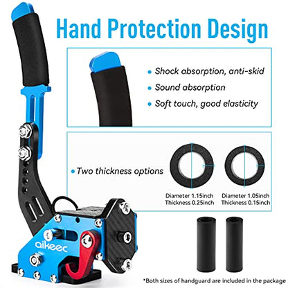 aikeec 64 Bit USB Handbrake with Clamp for PC Windows Sim Racing Games G25 G27 G29 T500 FANATECOSW Dirt Rally with Handle Grip - color: blue, size: with clamp