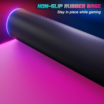 ITNRSIIET RGB Gaming Mouse Pad Full Desk XL Extended Large Gaming Mousepad 12 Lighting Modes, 30% Thicker, Big LED Desk Mat for Keyboard Men Gamers Esport Pros, 32" x 12",Gradient Red Purple - color: Z-gradient Red Purple