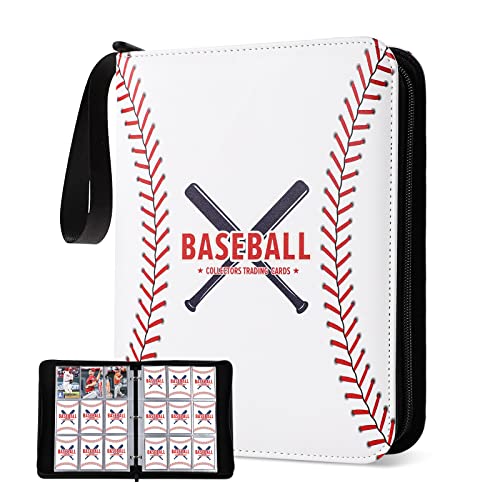 Baseball Card Binder, 900-Pocket Trading Card Holder with Sleeves | Store 900 Baseball Cards, 50 Double-Sided Sleeves, Zippered Protection, Fits Topps Cards, Gift for Collectors - size: 900 Pockets