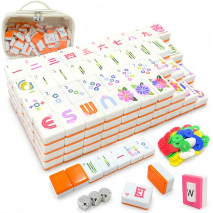 American Mahjong Set, 160 Orange Melamine Tiles (1.2”) - color: B-orange