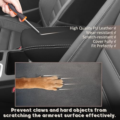 ramuel Center Console Armrest Cover for Ford Escape 2017 2018 2019 | Anti-Scratch ，Non-Slip ，PU Leather ，Easy Install - size: for Escape 2017 2018 2019