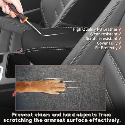 ramuel Center Console Armrest Cover for Ford Escape 2017 2018 2019 | Anti-Scratch ，Non-Slip ，PU Leather ，Easy Install - size: for Escape 2017 2018 2019