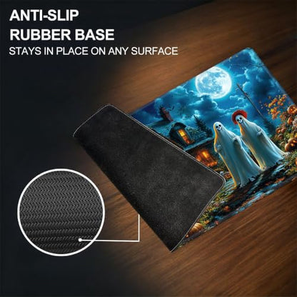 for MTG Playmat, Custom Trading Card Game Mat 17.3 x 13.8 in | Ghostly Mansion Premium Non-Slip Rubber Base, Water-Resistant & Stitched Edges, Personalized High-Definition Art - color: Ghostly Mansion, size: 17" x 14" Regular