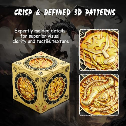 DNDND Luxury Gold Multi-Functional Spinner DND Dice – Premium D&D Monster Themed Metal Dice Cube for TTRPG, Dungeon Masters & RPG Collector's Gift (Gold) - color: Gold