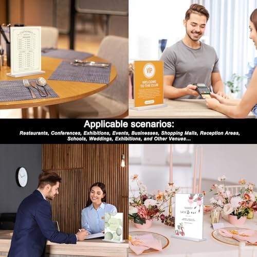 Hoewina 3Pack Acrylic Sign Holder 8.5 x 11inch, Vertical Display Sign Stand | Clear Menu Holder Stand, Table Paper Holder, Desk Brochure Holder for Vendor Booth Display Items, Restaurants, Office, Store