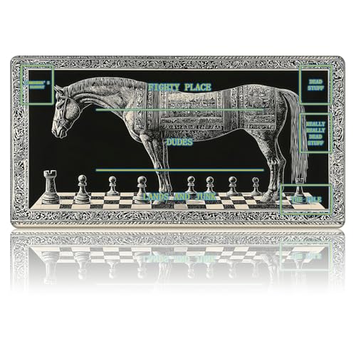 Checkered Board Horses Humorous MTG Playmat with Card Zones - Funny Commander EDH Card Game Mat for Magic - TCG Layout Desk Pad - Non-Slip Rubber Base & Durable Surface 24x14 inch - color: Checkered Board Horses, size: Zone 5