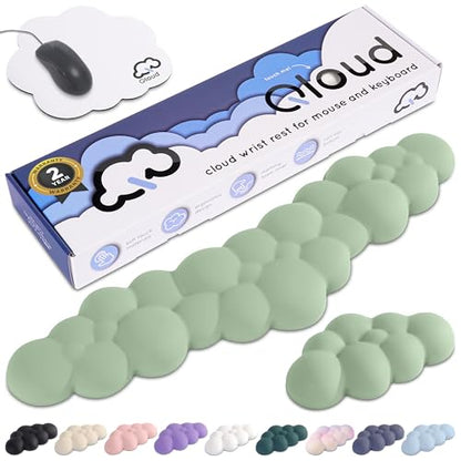 Green Cloud Keyboard Wrist Rest – Create-ables Qloud Green Wrist Rest for Computer Keyboard and Mouse, Ergonomic Memory Foam Wrist Pad with Non-Slip Base, Includes Cloud Mouse Pad - color: 05 Pastel Green