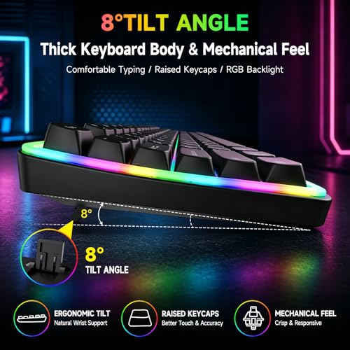 memzuoix Wired RGB Keyboard and Mouse Combo, Full-Size Keyboard with Number Pad and 6400 DPI LED Mouse, 2.4G Plug and Play Keyboard Mouse Set for PC, Laptop, Mac, Office & Gaming, Black