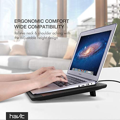 Havit HV-F2056 15.6-17 Inch Laptop Cooler Cooling Pad - Slim Portable USB Powered (3 Fans) (Black+Red) - color: Black+Red