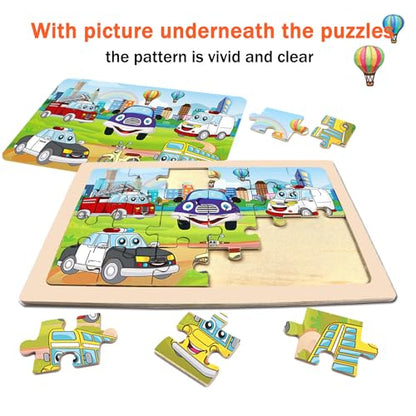 Puzzles for Kids Ages 4-6,24 Pieces Wooden Puzzles for Toddlers Ages 3-5 4-8 3 4 5 6 3-4 Year Olds.4 Pack Car Puzzle Set Children Jigsaw Puzzles for Boys and Girls Educational Learning Toys | Colorful Toddler Puzzle Set, Educational Learning Toys, Birthda