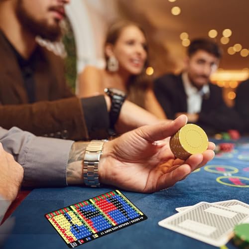 Gimao Metal Thick Blackjack Strategy Card with Leather Sleeve, Stainless Steel Basic Strategy Blackjack Card Wallet Size Book Allowed at Blackjack Table in The Casino 4+ Decks Hit Soft 17 - color: 1pcs