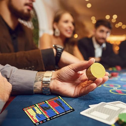 Gimao Metal Thick Blackjack Strategy Card with Leather Sleeve, Stainless Steel Basic Strategy Blackjack Card Wallet Size Book Allowed at Blackjack Table in The Casino 4+ Decks Hit Soft 17 - color: 1pcs