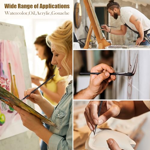 Watercolor Paint Brush Set,12Pcs Professional Paint Brushes for Acrylic Painting,Soft Synthetic Fine Hair Oil Paint Brushes,Flat,Round, Cat's Tongue,Liner for Detail Painting and Art Painting