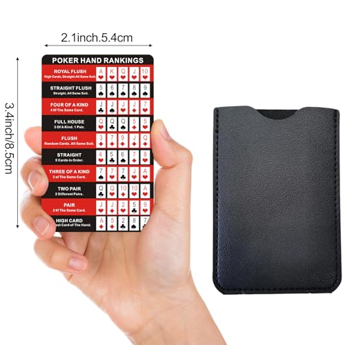 Casino Game Reference Cards, Blackjack and Poker Styles | Pocket-size PVC reference cards with protective sleeve options for blackjack strategy or Texas Hold'em hand rankings - style: Texas hold 'em strategy
