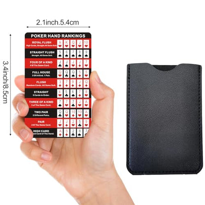 Casino Game Reference Cards, Blackjack and Poker Styles | Pocket-size PVC reference cards with protective sleeve options for blackjack strategy or Texas Hold'em hand rankings - style: Texas hold 'em strategy