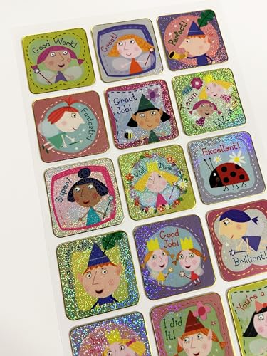 Paper Projects 01.70.12.050 Ben and Holly's Little Kingdom Sparkly Reward Stickers | Official Licensed Product | Reusable on Non-Porous Surfaces, 19.5cm x 9.5cm