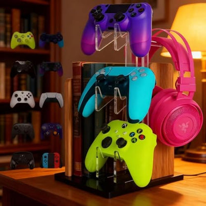 Controller Stand 3 Tiers, Universal Controller Holder Headphone Stand, Headset Holder, Acrylic Controller Display Stand Compatible with Xbox, PS5, PS4, Nintendo Switch - Ideal Desk Mount for Gamers - size: 3 Tiers