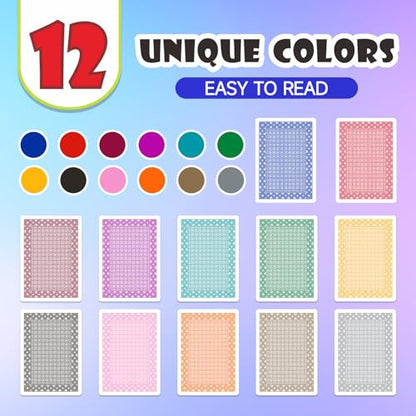 GSE 12-Deck Nertz Card Game, Standard Playing Cards Bulk, 12 Unique Colors | Multiplayer Solitaire Cards Compatible with Poker, Blackjack, Rummy, Go Fish, Bridge, For Family Game Night, 3.5 x 2.5 Inches - style: 12-Deck