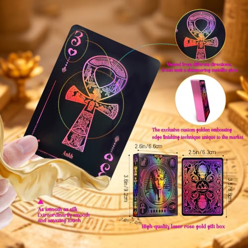WJPC Black Rose Gold Foil Edge Ancient Egyptian Elements Playing Cards, Poker Cards,Deck of Cards for Game Party Gift (Black Rose Gold) - color: Black Rose Gold